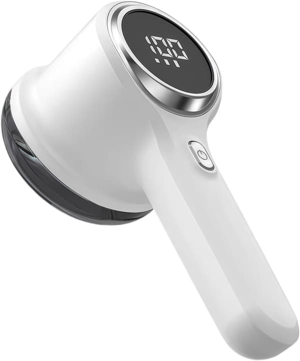 Elektrisk fnugfjerner – USB genopladelig 3-bladet stofshaver, bærbar til tøj, trøjer, tæpper, polstring – hvid
