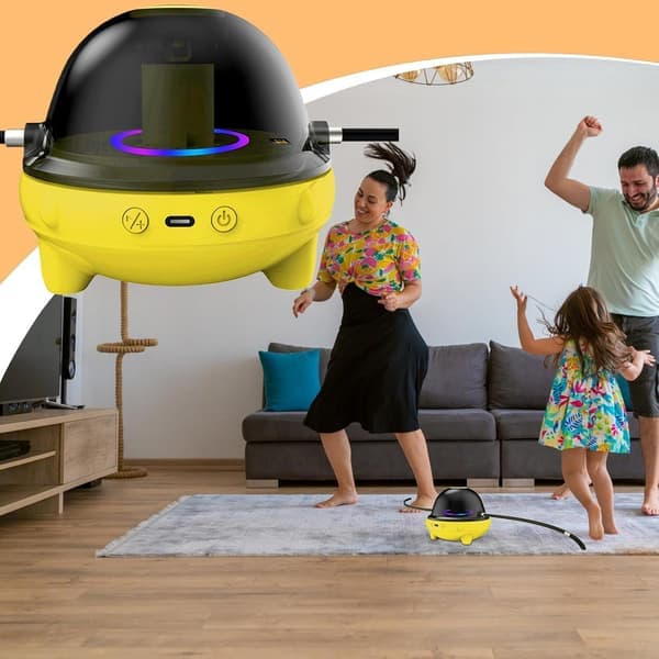 Electric Jump Rope Machine - Adjustable Speed with Music, Remote Control, and Large Screen Counter for Indoor Training Yellow