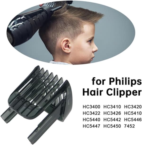 Påsat kam til Philips hårklipper HC3400-HC5450/7452 – Erstatningsskægtrimmerkam, sort
