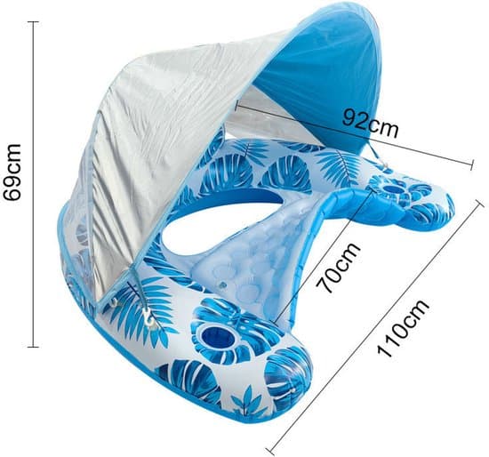 Pool Float med Kaleche og Kopholder – XL Poolstol – Lounge Float med Justerbar Solskærm – Oppustelig Pool Float til Voksne