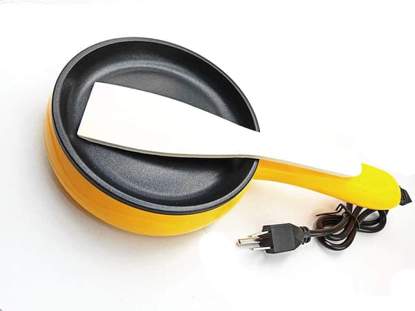 6-tommer non-stick elektrisk stegepande, gul mini stegepande