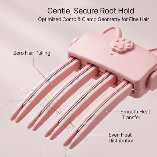 Heated Root Volumizing Clip - Root Volume - Heated Comb - Compact and Portable - Rechargeable - Heated Volume Clip - Crown Volume Enhancer - Pink