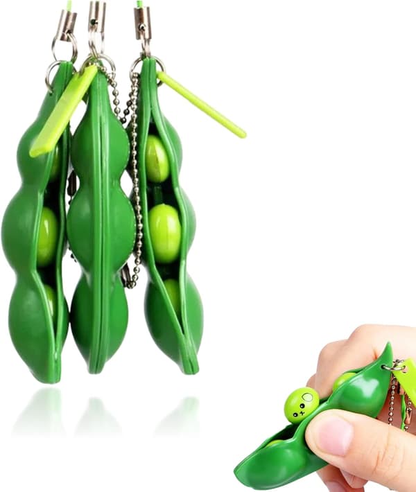 Squeeze Beans Nøglering Fidget Legetøj Squishy Ærtebælg Stressaflaster Bringer Sjov til Børn 3 STK Reducerer Angst og Stress