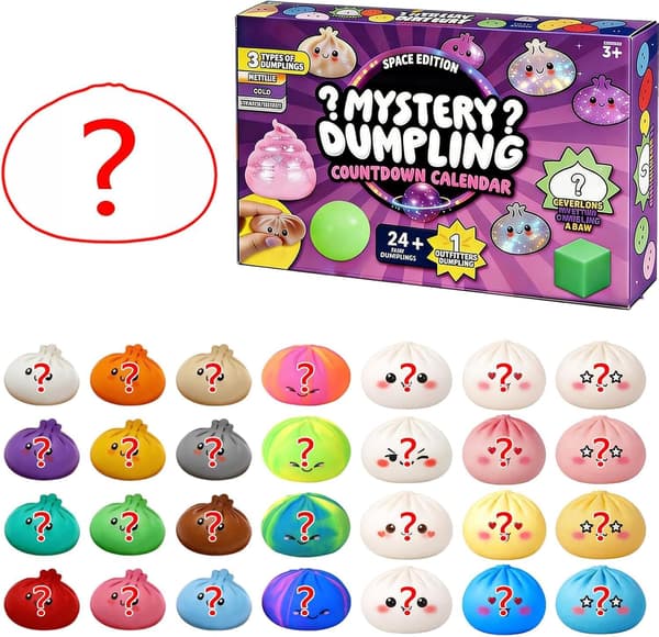Dumpling Squishy, 2026 Mystery Dumpling Squishies Countdown Kalender, 25 STK Tilfældige Overraskelses Dumpling Squishies, Stressaflastende Sensorisk Fidget Legetøj (25 STK)