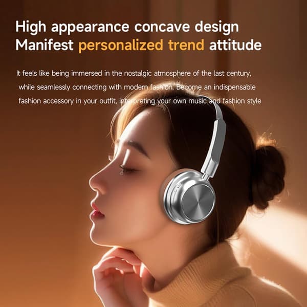 Retro Bluetooth 5.4 Over-Ear Hörlurar, 14 timmars speltid, ENC Brusreducering