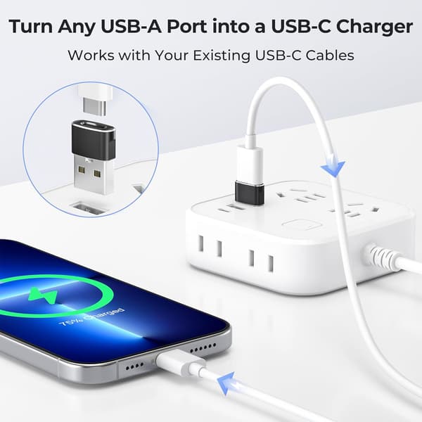 USB till USB C-adapter 3-pack, Typ C hona till USB A hane kabelomvandlare