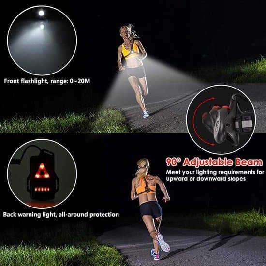 Running Light - Chest Light - LED Chest Light for Runners - 90° Adjustable Angle - Perfect for Dog Walking, Night Running, Walking and Jogging
