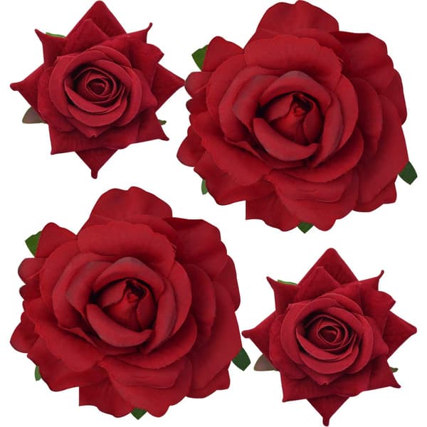 4-delt rosetthårtilbehørsett – Blomsterhårklemme og brosje – For bryllup og fest