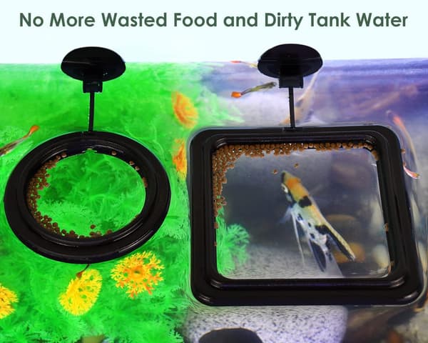 Fiskefodringsring 2 stk. Akvarium og tank flydende ringe Foderautomater med sugekop (sort)