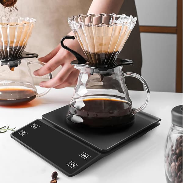 Digital kaffevekt med timer 3kg/0.1g Høypresisjons espressovekt tarafunksjon for Pour Over Maker Brew