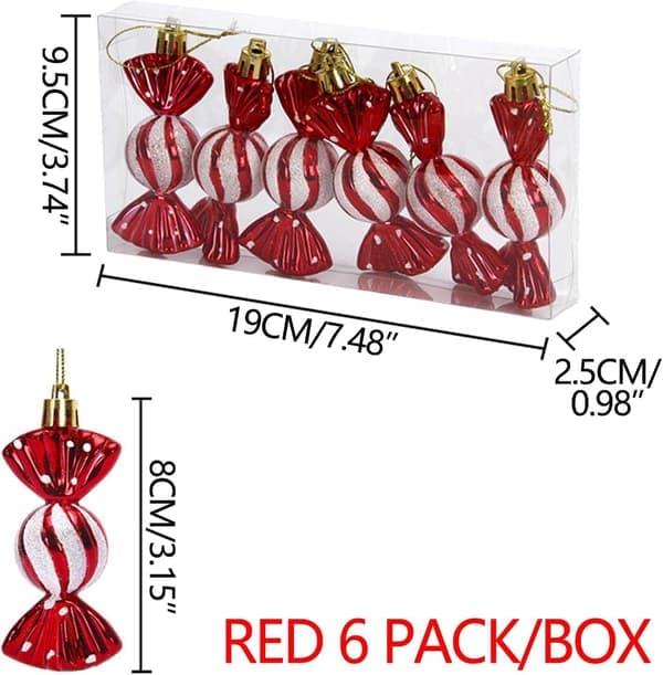 Christmas Tree Baubles Price Reduction 6 pcs Christmas Candy Baubles Candy Jars Christmas Tree Glitter Hanging Decorations Plastic Gingerbread