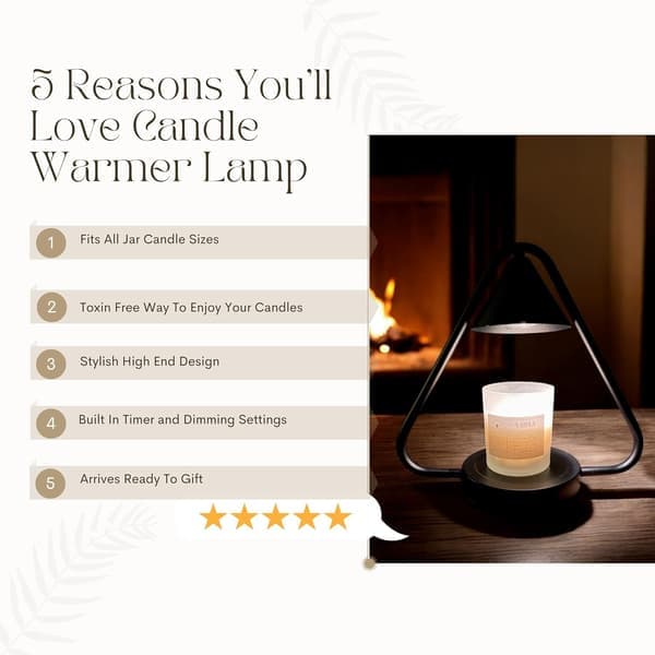 Candle Warmer Lamp with Timer & Dimmer - Electric Wax Melter with 2 Bulbs, Stylish & Safe for Large Jars