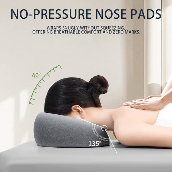 Memory Foam Ansiktsmassagekudde — U-formad Nackstödskudde för Spa Skönhetsbehandling Massagebänk — Ansiktsstödsvagga — Grå Grey