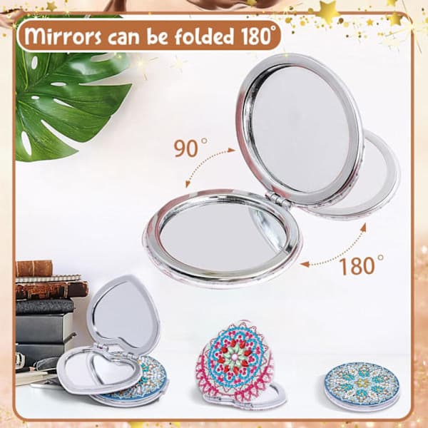DIY Diamantmaling Kompakt Speil Mini Sminkespeil Port