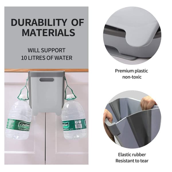 9L Wall Mounted Foldable Waste Bin for Kitchen Cabinet - Quickly Clean Counter, Sink, Bathroom - RV, Car, Camping Foldable Trash Can