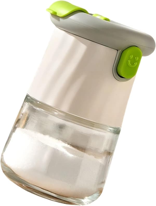 Robust glass container for salt and pepper - with push button for easy dispensing - space-saving glass spice bottle