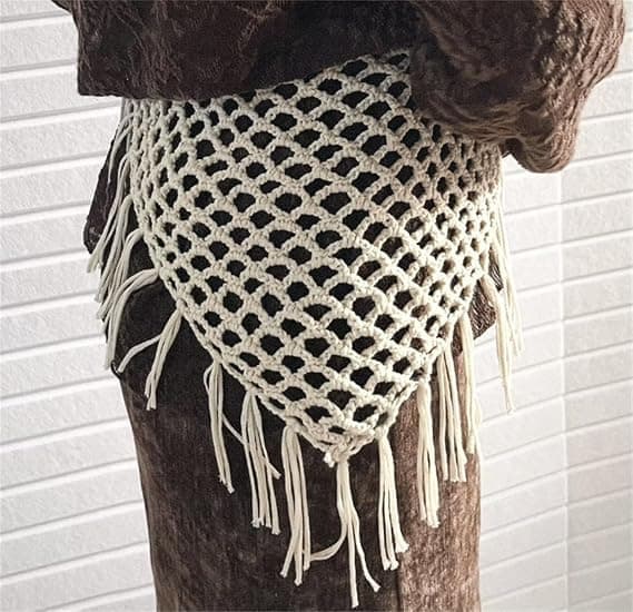 Triangle Fringe Lace Hip Scarf, Triangle Hip Scarf, Shawl with Long Fringe