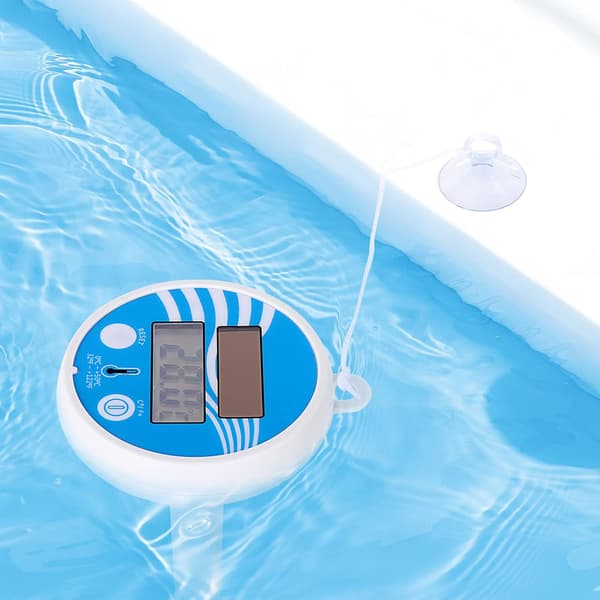 Solcellsdriven pooltermometer, flytande termometer, används i inomhus- och utomhuspooler, badkar, akvarier, dammar, etc.