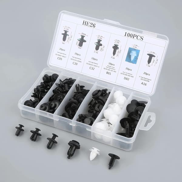 100 st Universal Plastclips Bil Auto Push Retainer Pin Rivet Trim Clip Panel Auto Fästsats A