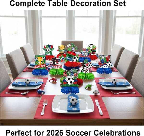 VM i fodbold 2026 Honeycomb-bordpynt, 3-delt festborddekoration