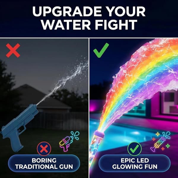 Belyst Regnbågs LED-vattenpistol - Sommarkul, Sprutar som Magi (2-pack)
