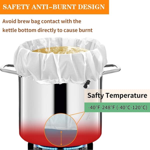 Brew Bags, 2-pack extra large reusable strainer bags, 66 x 56 cm, 250 micron fine mesh strainer bag with adjustable drawstring for home brewing hops