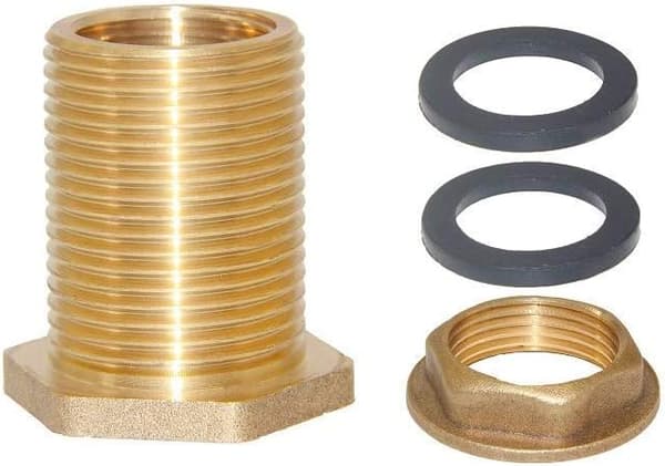 2 stk 1/2\" hunn 3/4\" hann solid messing vanntankkobling skottankbeslag med 2 gummiringer for stabilisering