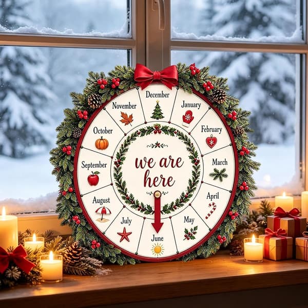 Adventskalender i tre med roterende måne – Nedtelling til jul-dekorasjon for hjem, soverom, gårdshus, stue – Festlig julepynt