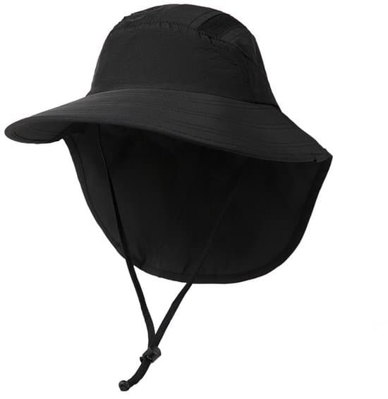 Solhat til mænd – Fiskehat – UV-beskyttelse – Ansigtsbeskyttelse – Halsbeskyttelse – Åndbar – Udendørshat – Sort – M (56–58 cm) Black
