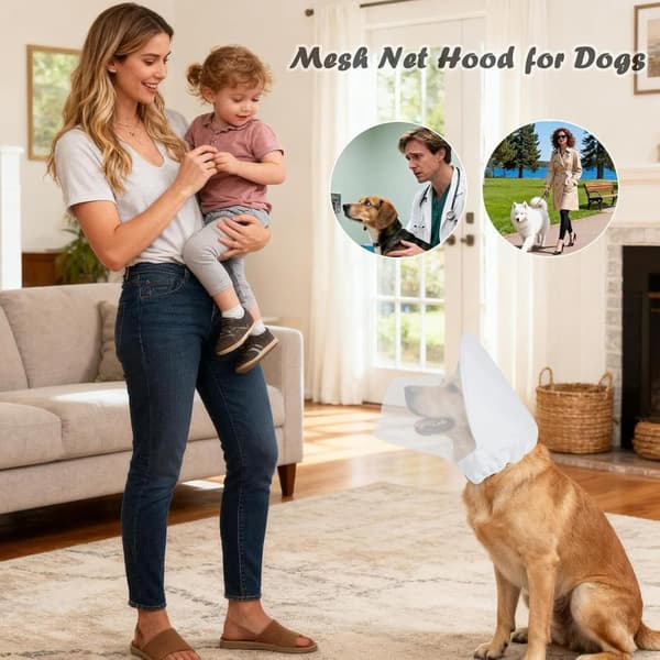 Hundehætte med åndbart net, rævehalebeskyttelse ansigtsmaske, justerbart spændedesign, (hvid, M) M