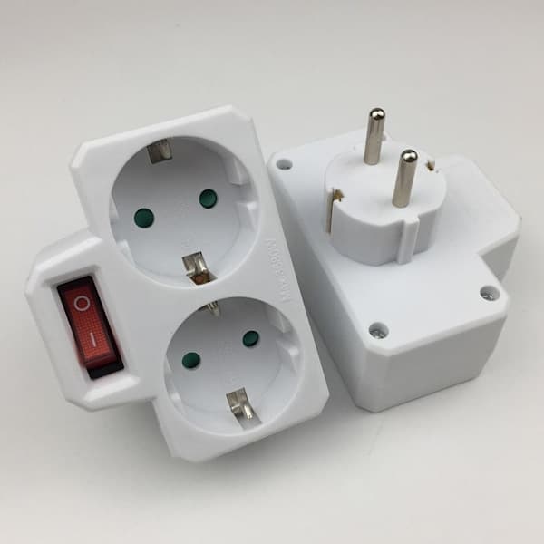 250V Dobbelt Dobbeltstik med Afbryder Hvid