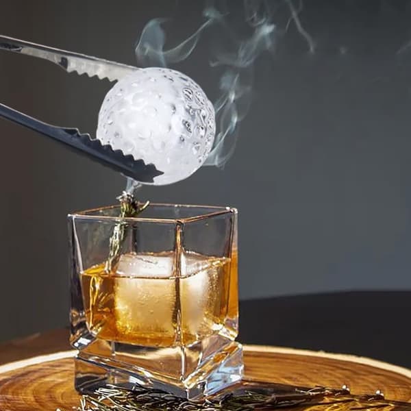 Golfbold Isboldform - Stor Sfære Isterningbakke til Whiskey & Cocktails, 4-rums Silikoneform i Marineblå