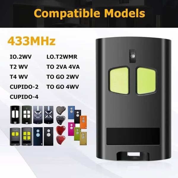 3 x Gate Remote Control Compatible with Benincà TO.GO 2VA, 433.92 MHz 2-Channel Garage Remote, Dual Coding Remote Control