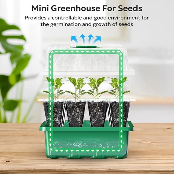 Seed Trays - 10-pack (120 cells total) - Seed Starter Kit - Reusable Seed Trays with Lids for Plant Propagation - Germination Set