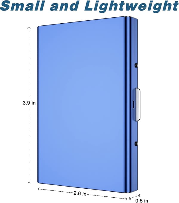 Kortholder med rum - Beskytter mod RFID - Rustfrit stål - Pung metal Sort blue