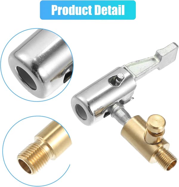 2 st Auto Air Chuck Däckpump Slangadapter Låsande Däckluftchuck med Däckventilgänga för Bärbar Däckpump