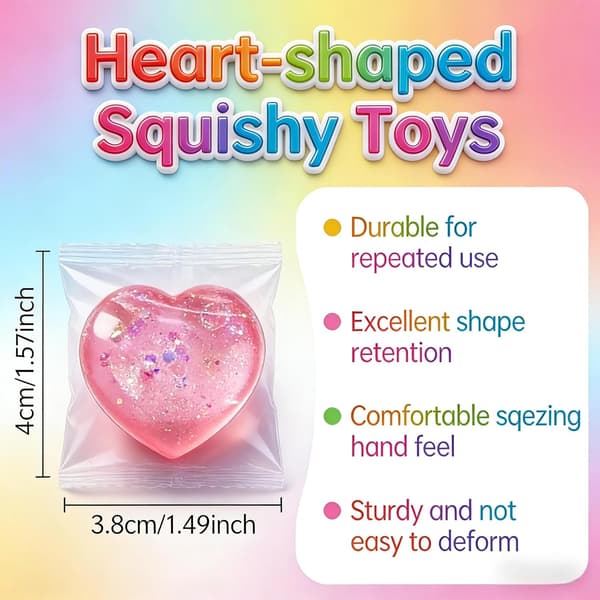 Stressaflastende Fidget Legetøj, Angstlindrende Squishy Hjerter til Voksne, Sensorisk Legetøj til Kontorbord, Påskekurvfyld (Lilla)
