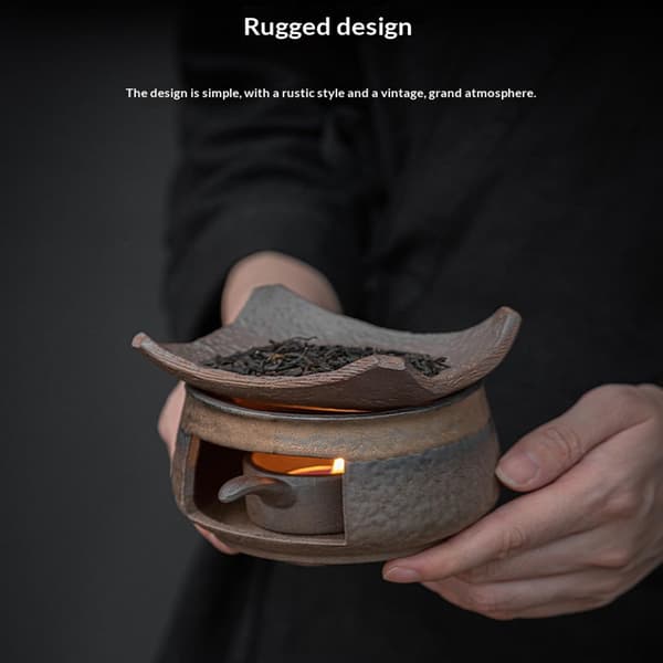 Cedar Zen Røgelsesbrænder & Keramisk Tevarmer Sæt - Håndlavet Aromaterapi Oliediffuser, Multifunktionelt Grydevarmer Kit