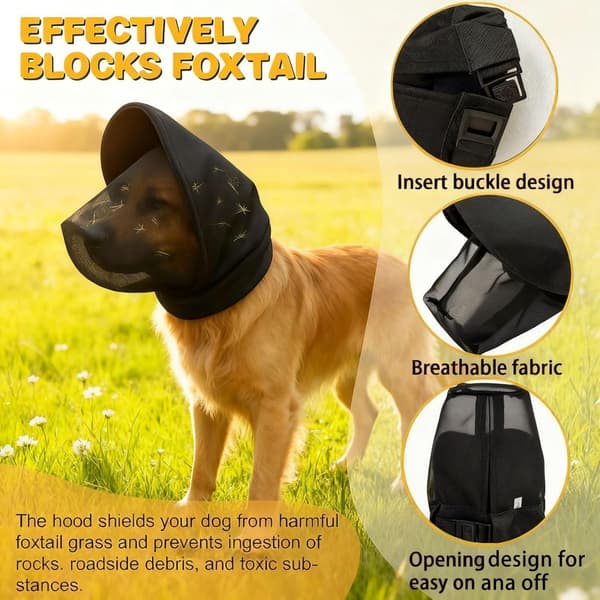 Hundehætte med åndbart net, rævehalebeskyttelse ansigtsmaske, justerbart spændedesign, (hvid, M) M