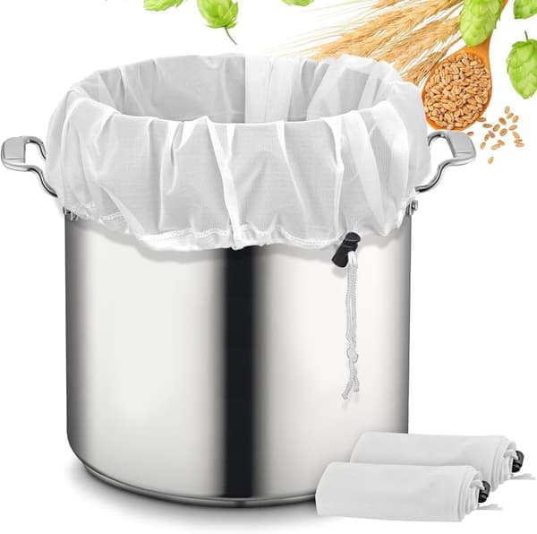 Brew Bags, 2-pack extra large reusable strainer bags, 66 x 56 cm, 250 micron fine mesh strainer bag with adjustable drawstring for home brewing hops