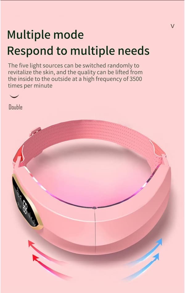 Adjustable Facial Support | 12 Vibration Modes + 5 LED Lights | Ergonomic Design | Portable Comfort (Pink)