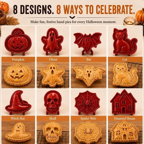 8-Design Halloween Fylt Pai-pressekolleksjon, Gjenbrukbar Halloweenform