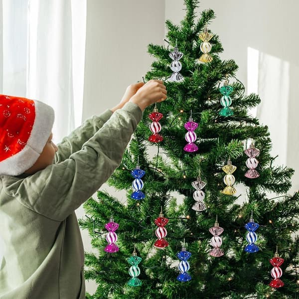 Christmas Tree Baubles Price Reduction 6 pcs Christmas Candy Baubles Candy Jars Christmas Tree Glitter Hanging Decorations Plastic Gingerbread