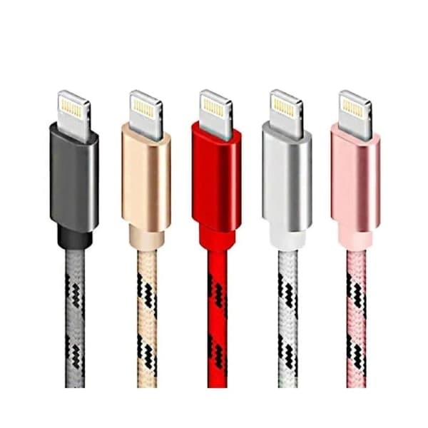 5-pack 2m flätade Lightning-kablar laddnings- och datakabel för iPhone 11 13 14