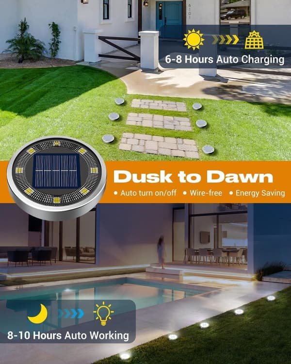 10 LED Solar Jordlamper - Solar Havelamper - Udendørsbelysning - Solar Havelamper