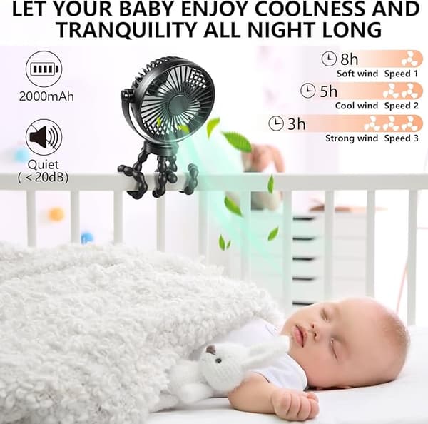 Multi-vinkel justerbar skrivebordsventilator med fleksibel stander
