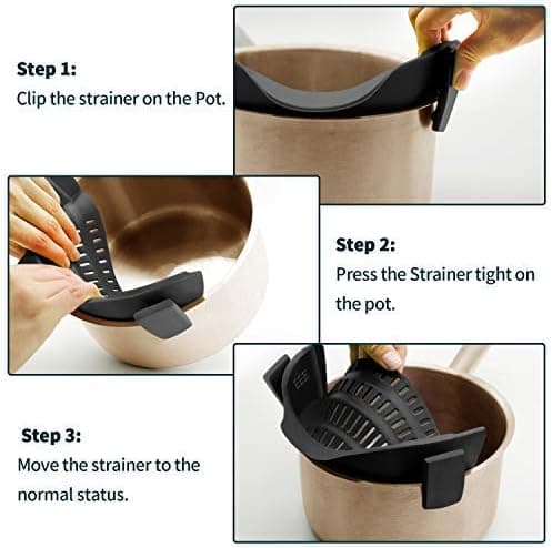 Silikone clip-on si til alle gryder og pander Sort black