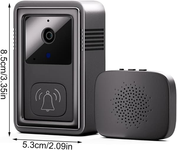 Smart video dörrklocka, trådlös video dörrklocka med kamera, smart WiFi video dörrklocka, Svart