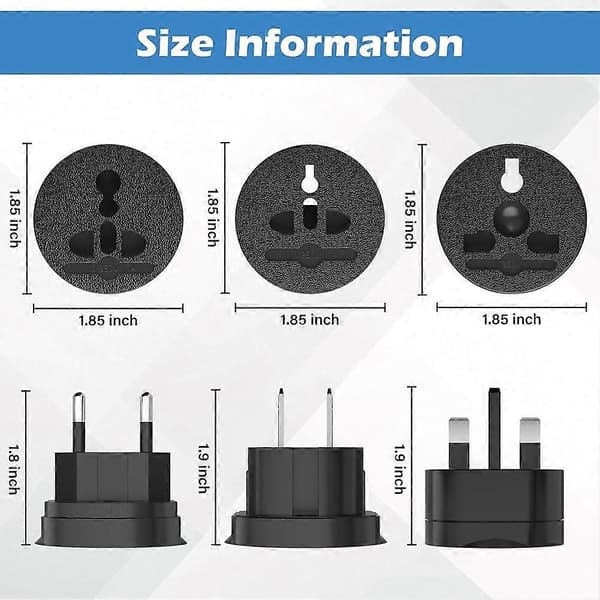 2 STK Reise Strømomformere, Internasjonal Pluggadapter, Universell Strømadapter, for USA, EU, Storbritannia, AU 160 Land