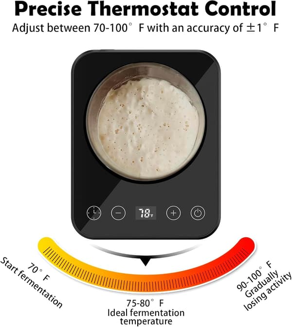 Surdejsstartervarmer med præcis termostatstyring (21-38°C), digitalt display, automatisk tænd/sluk, 1-12 timers timer